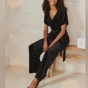 White Label The White Company Black Velvet Jumpsuit US 12